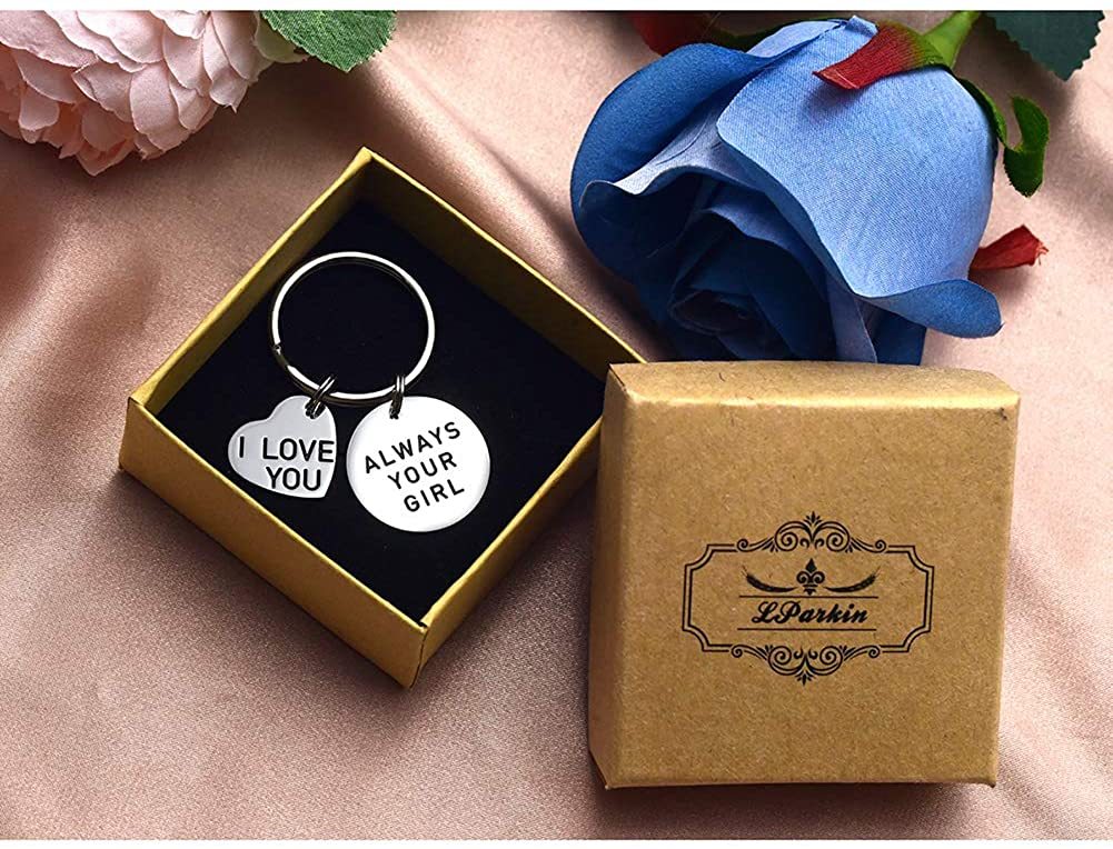 LParkin Boyfriend Gifts Always Your Girl I Love You Stainless Steel Keyring Wedding Gifts I Love You Gifts for Him