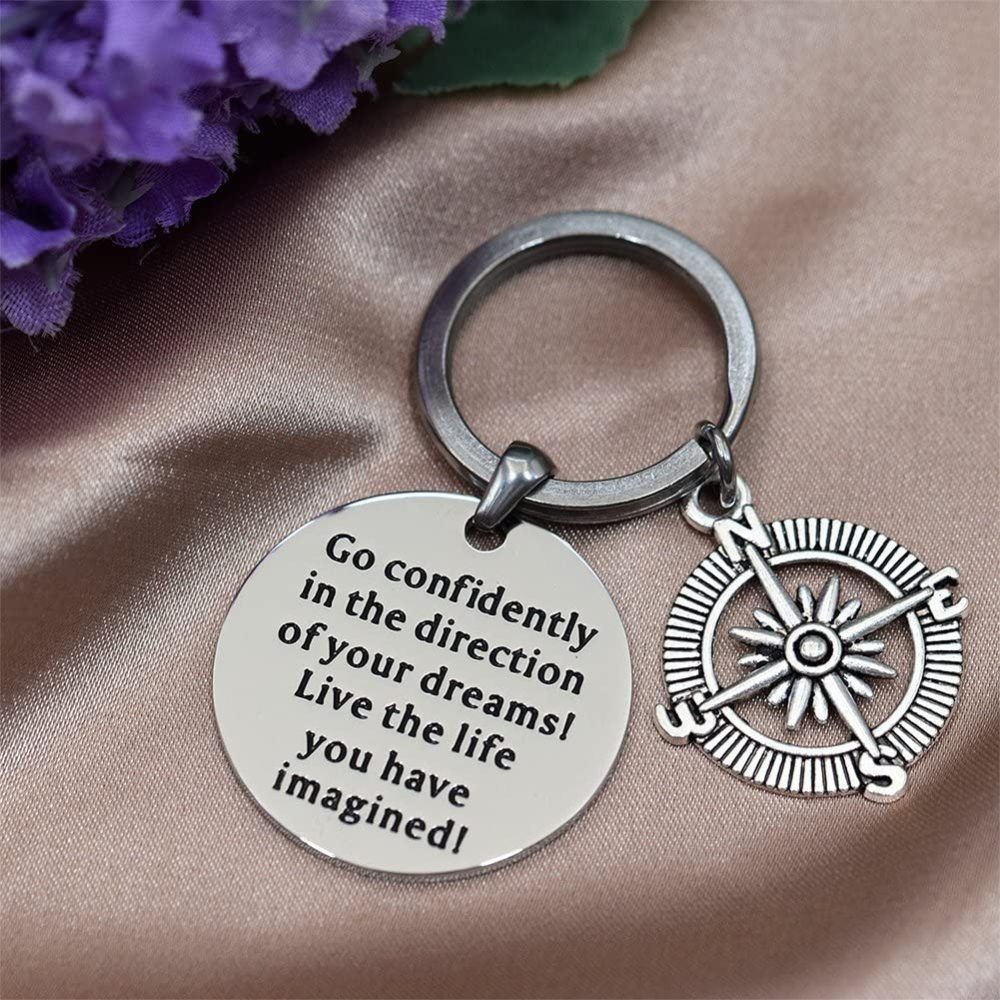 LParkin 2020 Graduation Gifts for Her Go Confidently in The Direction of Your Dreams Necklace Keychain Grad Gifts Stainless Steel