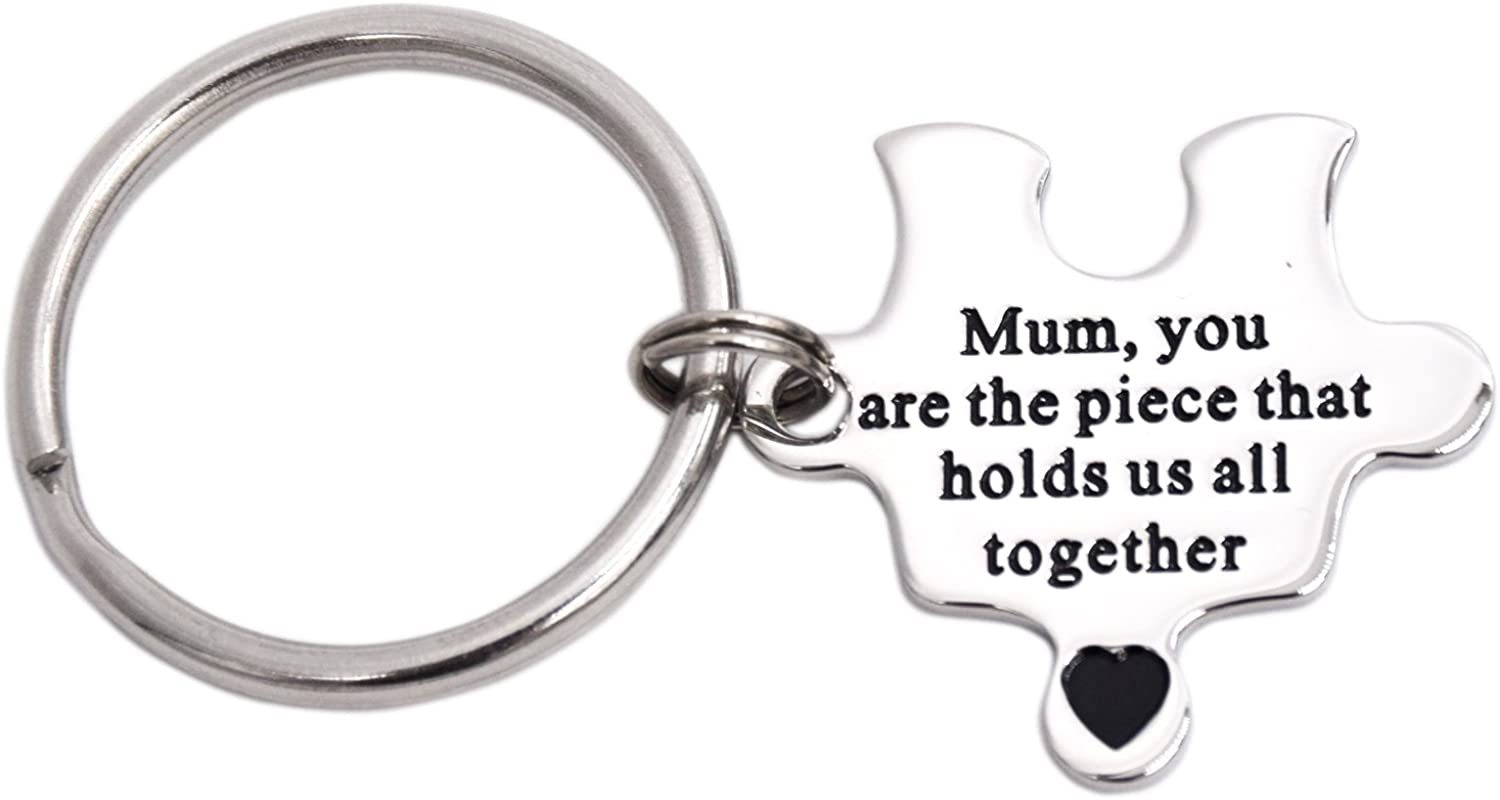 LParkin Mum You are The Piece That Holds Us All Together Mum Keyring Mummy Keychain Jigsaw Piece