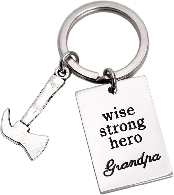 LParkin Grandpa Keychain Wise Strong Hero Grandpa Dad Keychain Grandpa from Daughter or Son
