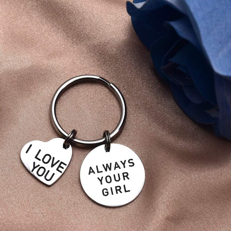 LParkin Boyfriend Gifts Always Your Girl I Love You Stainless Steel Keyring Wedding Gifts I Love You Gifts for Him