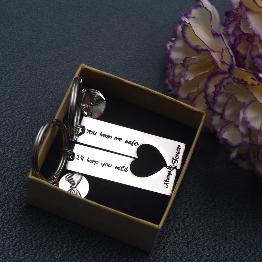LParkin You Keep Me Safe I'll Keep You Wild Best Friend Key Chains Pinky Promise Mother Daughter Gifts Mothers Day