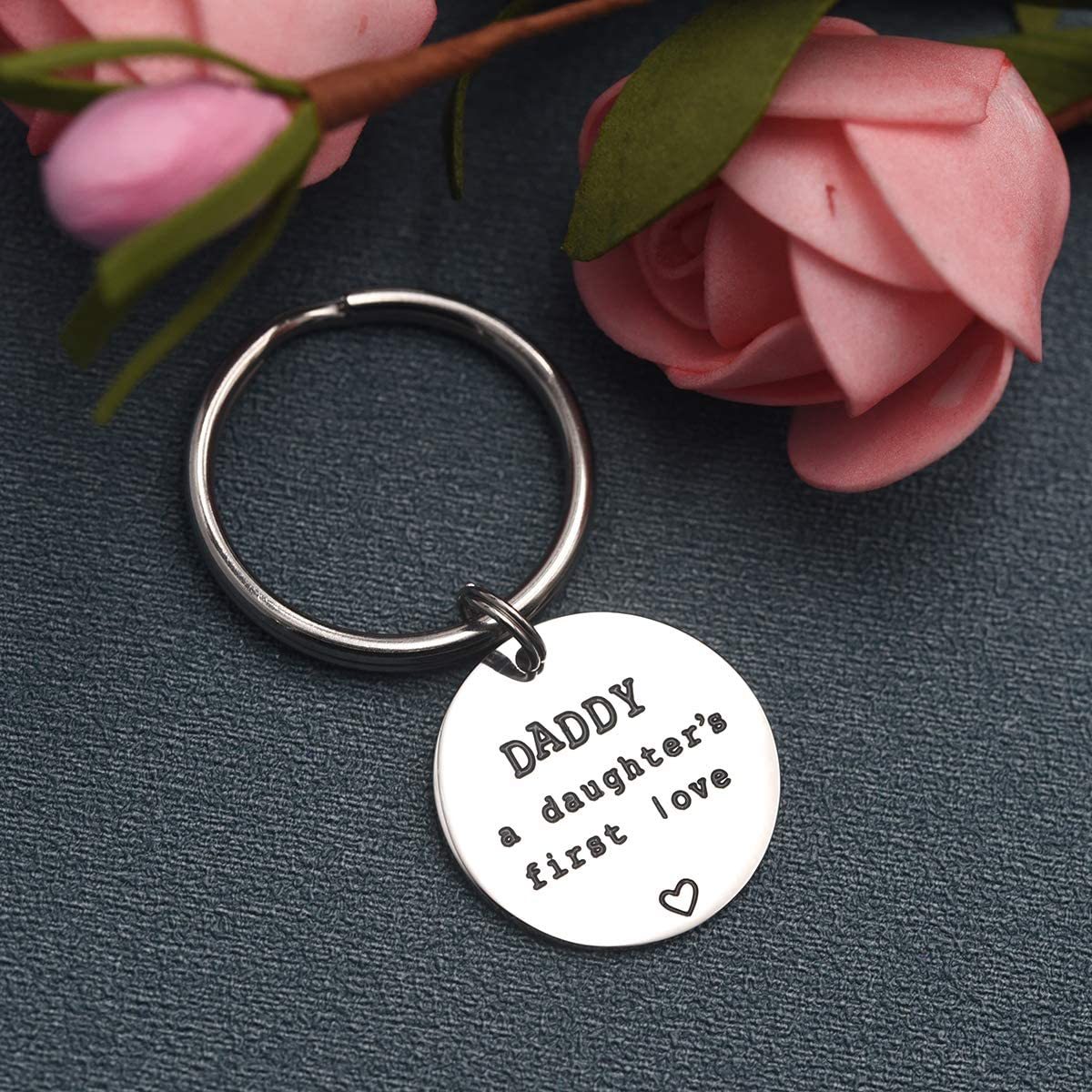 LParkin Dad Gifts from Daughter Daddy a Daughters First Love Stainless Steel Keychain Daddy Valentine Gifts