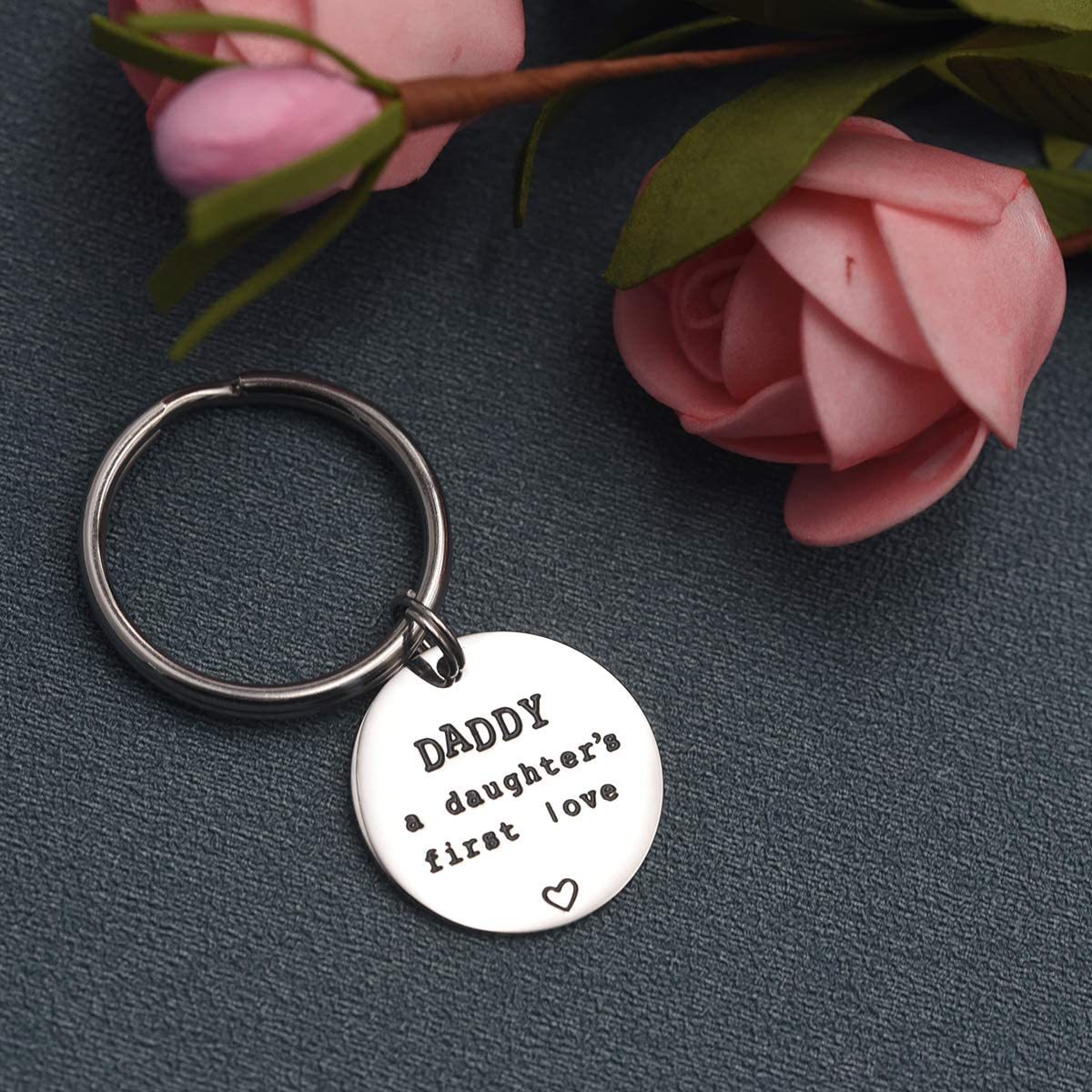 LParkin Dad Gifts from Daughter Daddy a Daughters First Love Stainless Steel Keychain Daddy Valentine Gifts