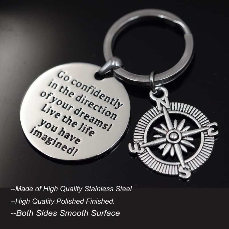 LParkin 2020 Graduation Gifts for Her Go Confidently in The Direction of Your Dreams Necklace Keychain Grad Gifts Stainless Steel