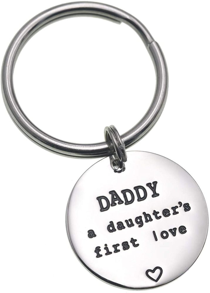 LParkin Dad Gifts from Daughter Daddy a Daughters First Love Stainless Steel Keychain Daddy Valentine Gifts
