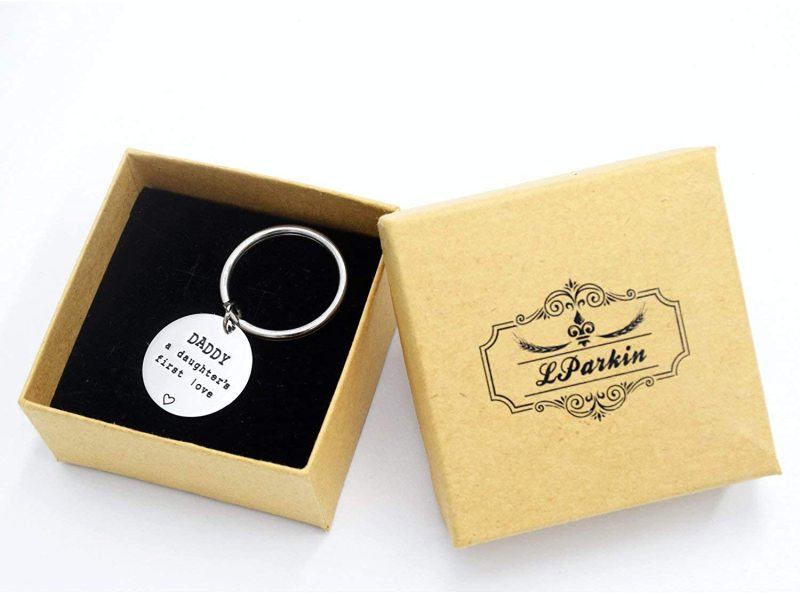 LParkin Dad Gifts from Daughter Daddy a Daughters First Love Stainless Steel Keychain Daddy Valentine Gifts