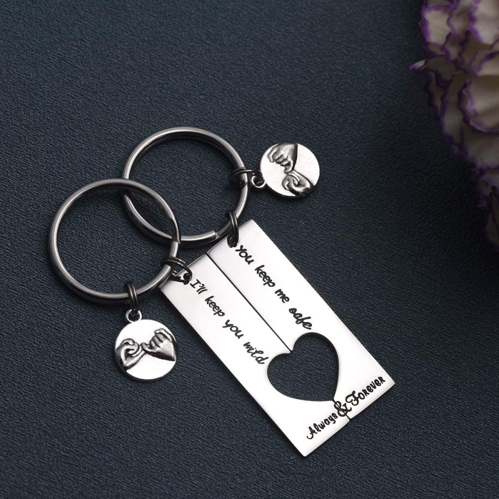 LParkin You Keep Me Safe I'll Keep You Wild Best Friend Key Chains Pinky Promise Mother Daughter Gifts Mothers Day