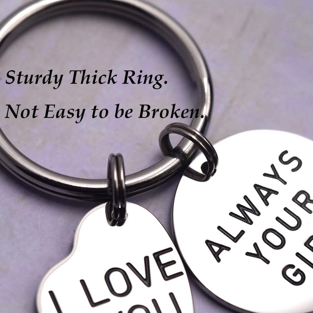 LParkin Boyfriend Gifts Always Your Girl I Love You Stainless Steel Keyring Wedding Gifts I Love You Gifts for Him
