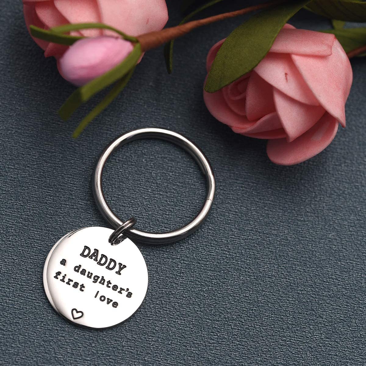 LParkin Dad Gifts from Daughter Daddy a Daughters First Love Stainless Steel Keychain Daddy Valentine Gifts