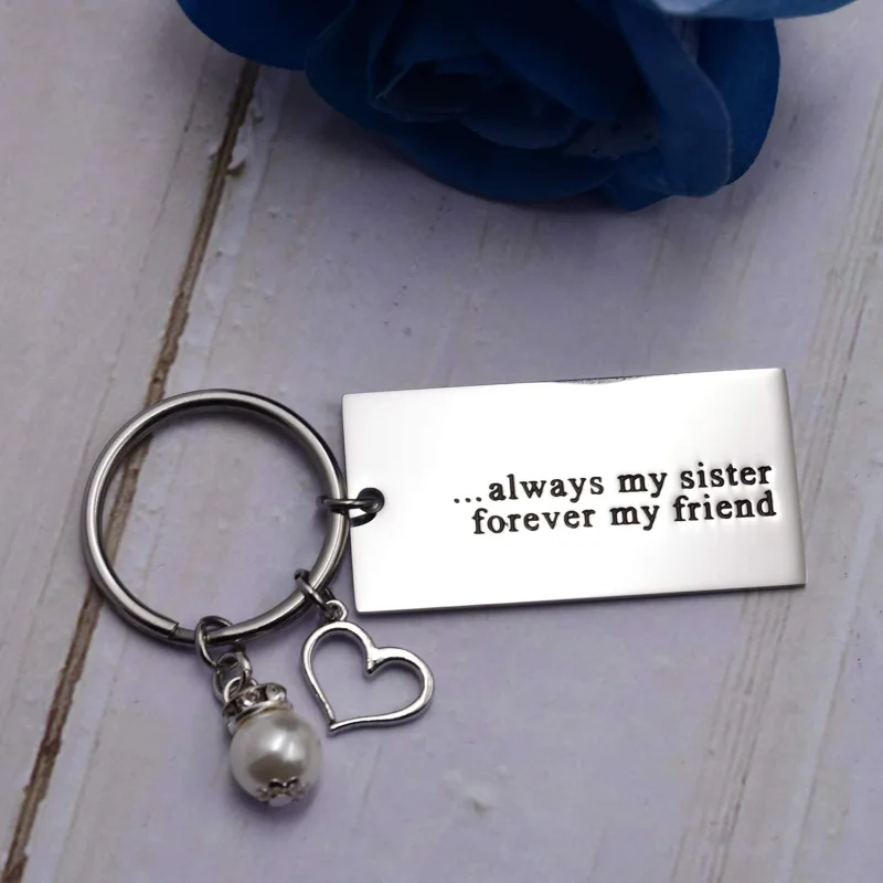 LParkin Sister Gifts from Sister Always My Sister Forever My Friend Keychain Jewelry Pearl Heart Bestfriend Gifts for Sister from Brother