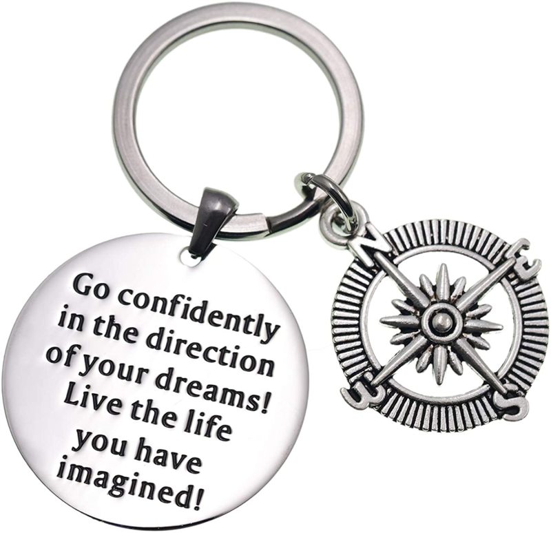 LParkin 2020 Graduation Gifts for Her Go Confidently in The Direction of Your Dreams Necklace Keychain Grad Gifts Stainless Steel