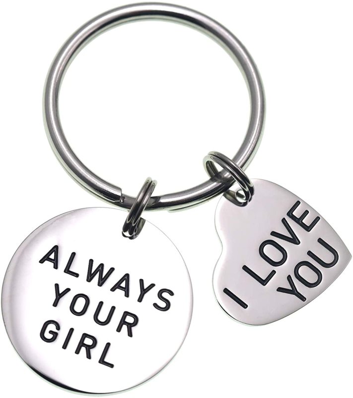 LParkin Boyfriend Gifts Always Your Girl I Love You Stainless Steel Keyring Wedding Gifts I Love You Gifts for Him