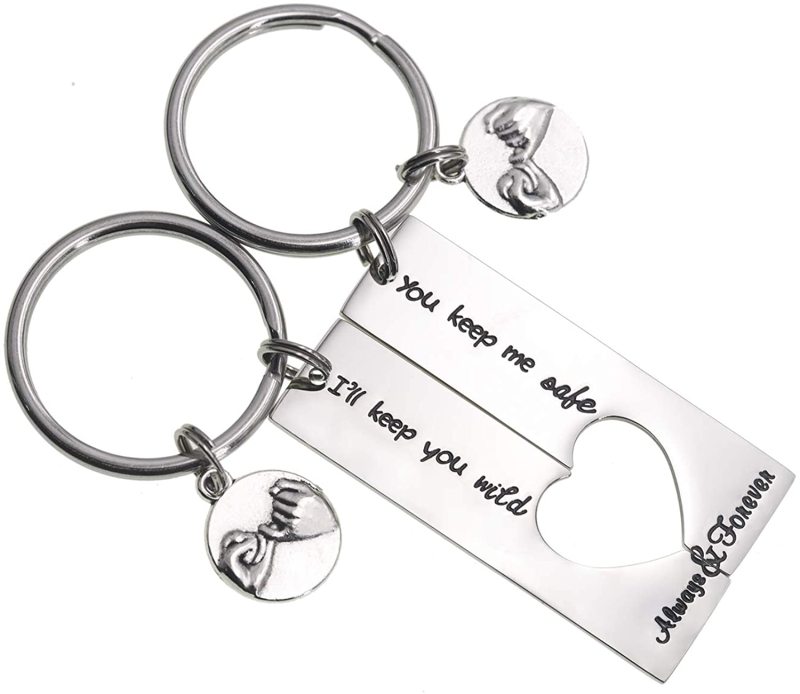 LParkin You Keep Me Safe I'll Keep You Wild Best Friend Key Chains Pinky Promise Mother Daughter Gifts Mothers Day