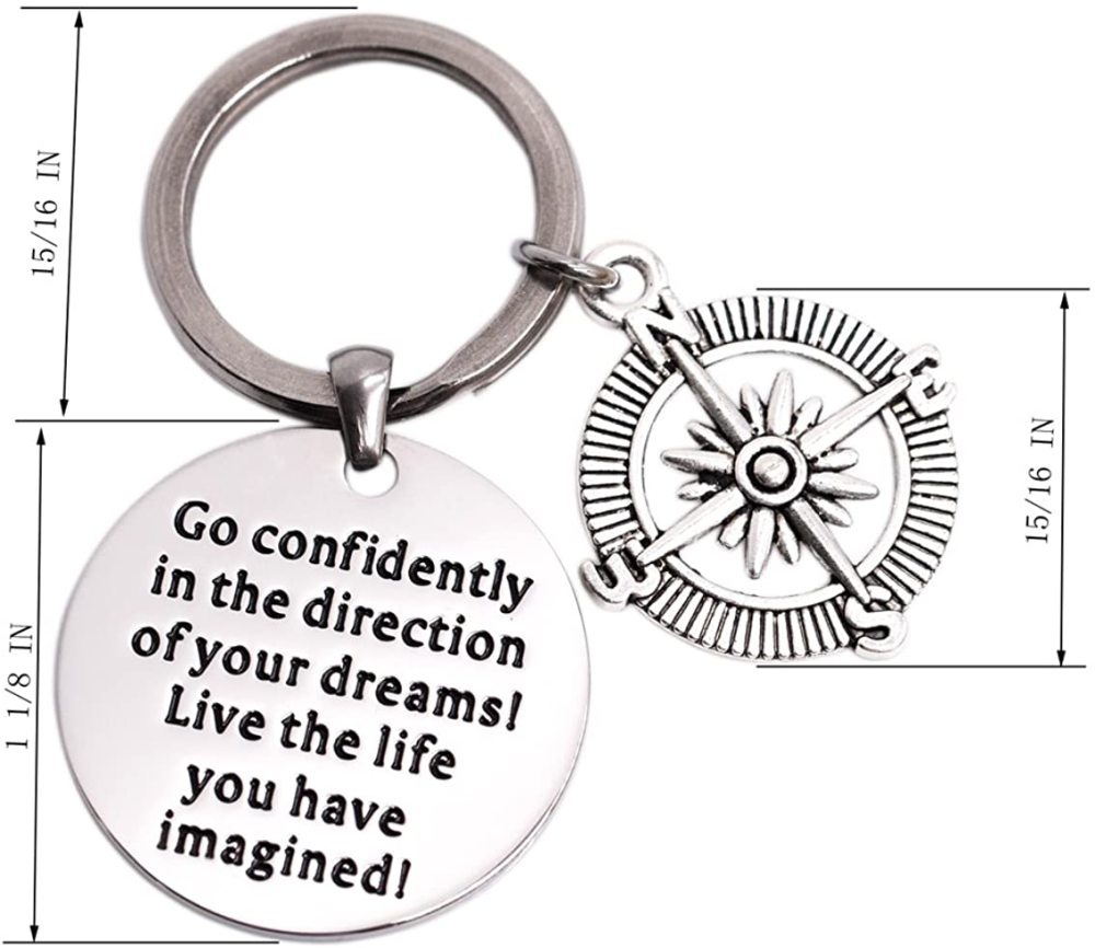 LParkin 2020 Graduation Gifts for Her Go Confidently in The Direction of Your Dreams Necklace Keychain Grad Gifts Stainless Steel