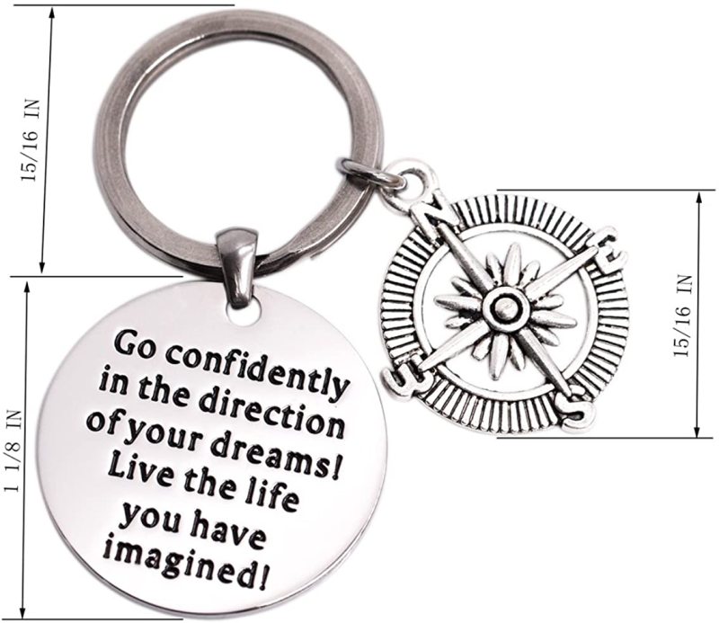 LParkin 2020 Graduation Gifts for Her Go Confidently in The Direction of Your Dreams Necklace Keychain Grad Gifts Stainless Steel