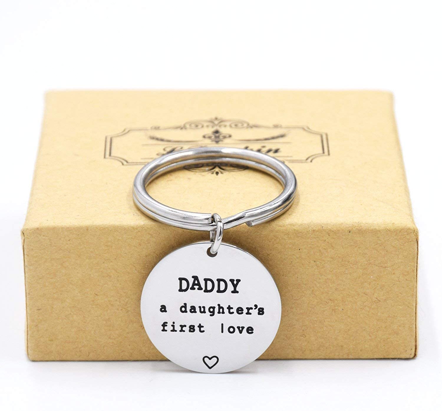 LParkin Dad Gifts from Daughter Daddy a Daughters First Love Stainless Steel Keychain Daddy Valentine Gifts