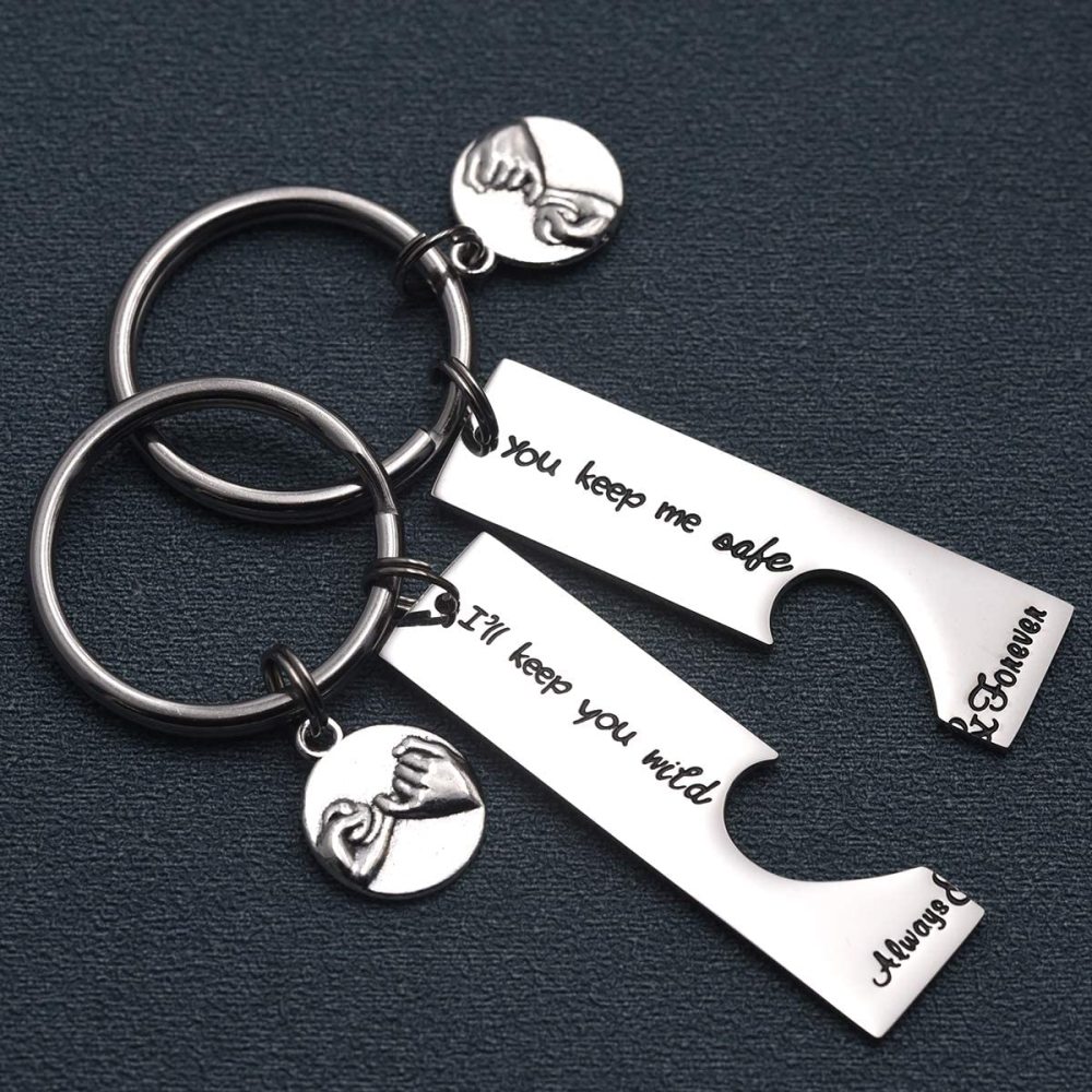 LParkin You Keep Me Safe I'll Keep You Wild Best Friend Key Chains Pinky Promise Mother Daughter Gifts Mothers Day