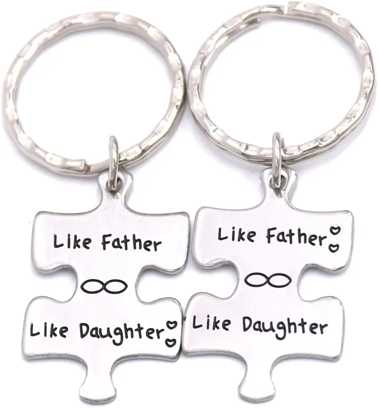 LParkin Father Daughter Gifts Jewelry Keyring Set of 2 Stainless Steel