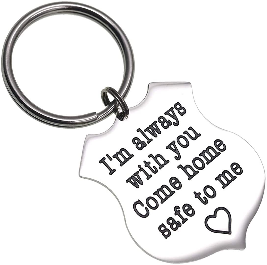 LParkin Police Officer Gift Sheriff Gifts When You Shield These Streets I Will Shield Your Heart/I Am Always with You Come Home Safe to Me Keychain