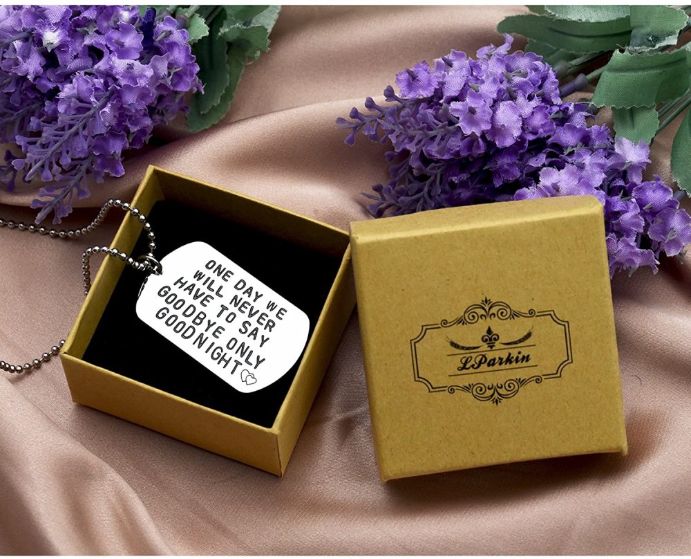 LParkin One Day We Will Never Have to Say Goodbye Long Distance Relationship Gifts Keychain/Necklace Love Quote Valentines Gift