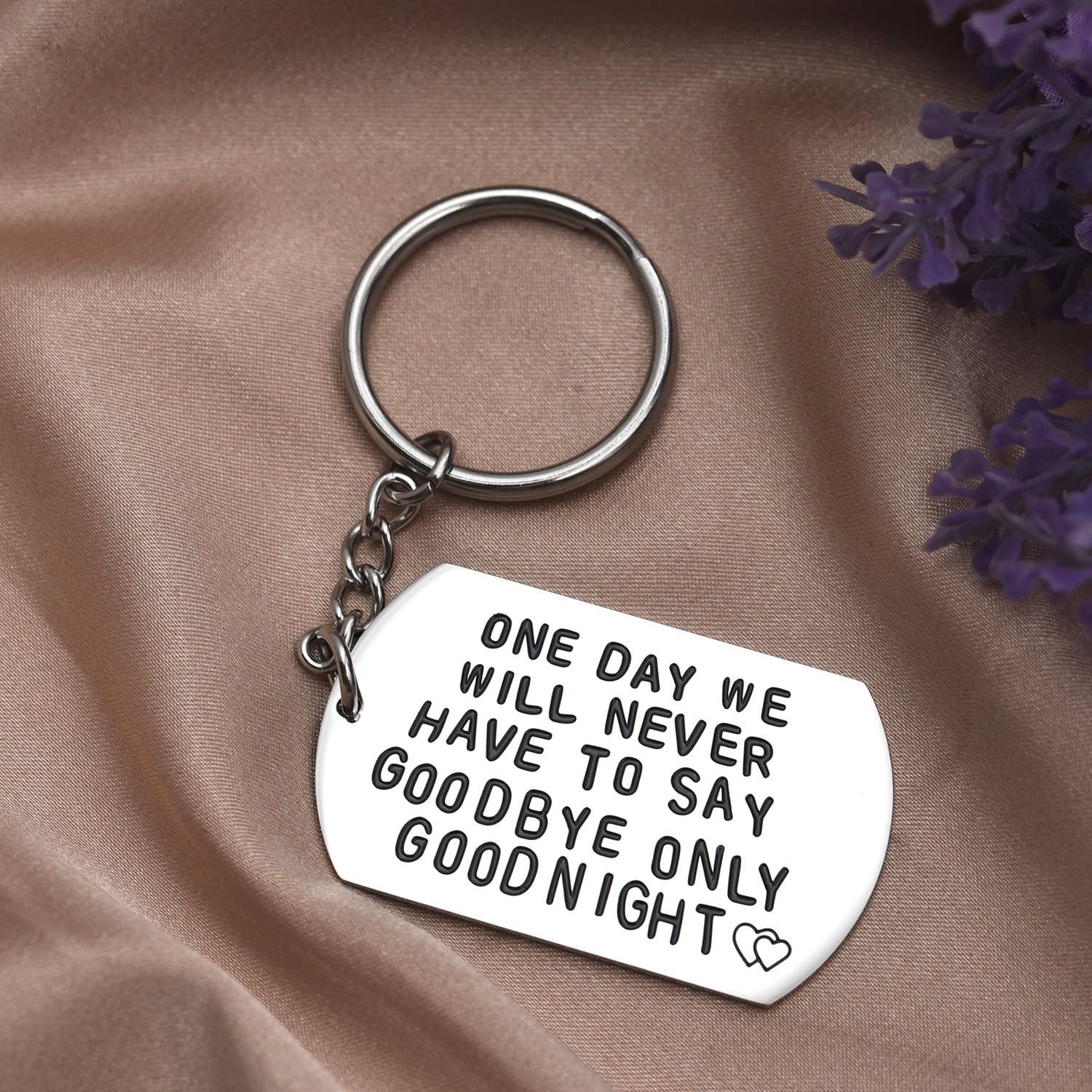 LParkin One Day We Will Never Have to Say Goodbye Long Distance Relationship Gifts Keychain/Necklace Love Quote Valentines Gift