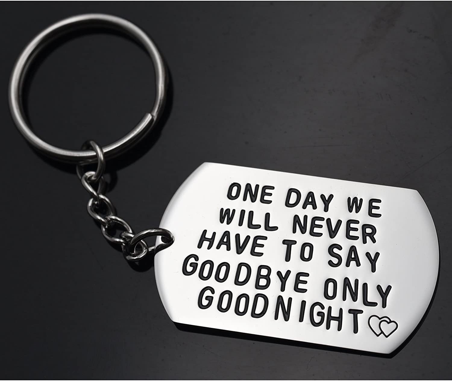LParkin One Day We Will Never Have to Say Goodbye Long Distance Relationship Gifts Keychain/Necklace Love Quote Valentines Gift