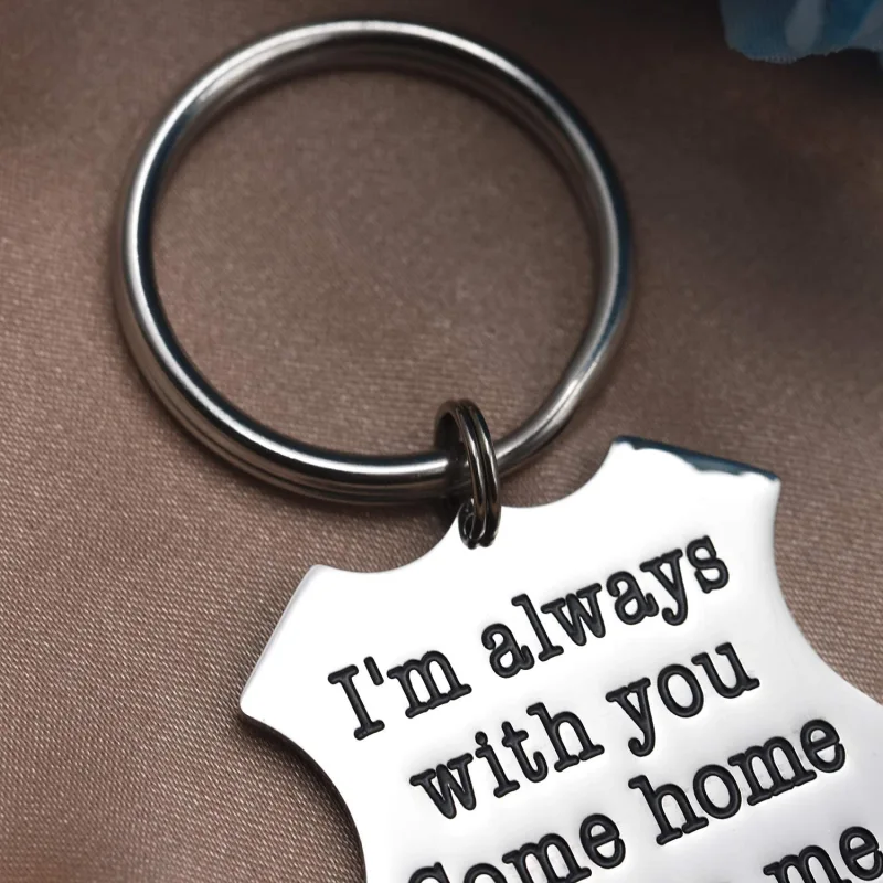 LParkin Police Officer Gift Sheriff Gifts When You Shield These Streets I Will Shield Your Heart/I Am Always with You Come Home Safe to Me Keychain