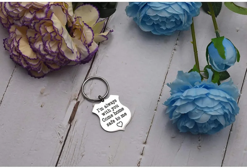 LParkin Police Officer Gift Sheriff Gifts When You Shield These Streets I Will Shield Your Heart/I Am Always with You Come Home Safe to Me Keychain