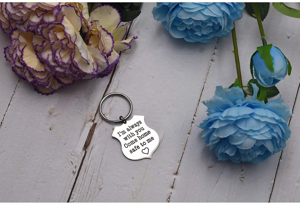 LParkin Police Officer Gift Sheriff Gifts When You Shield These Streets I Will Shield Your Heart/I Am Always with You Come Home Safe to Me Keychain