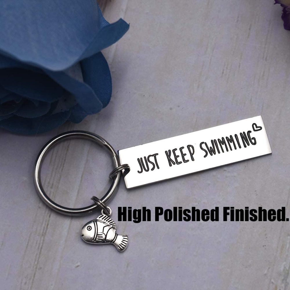 LParkin Keep Fucking Going Keychain Just Keep Swimming Key Chain Adult Encouragement Gift Best Friend Keep Going Key Ring