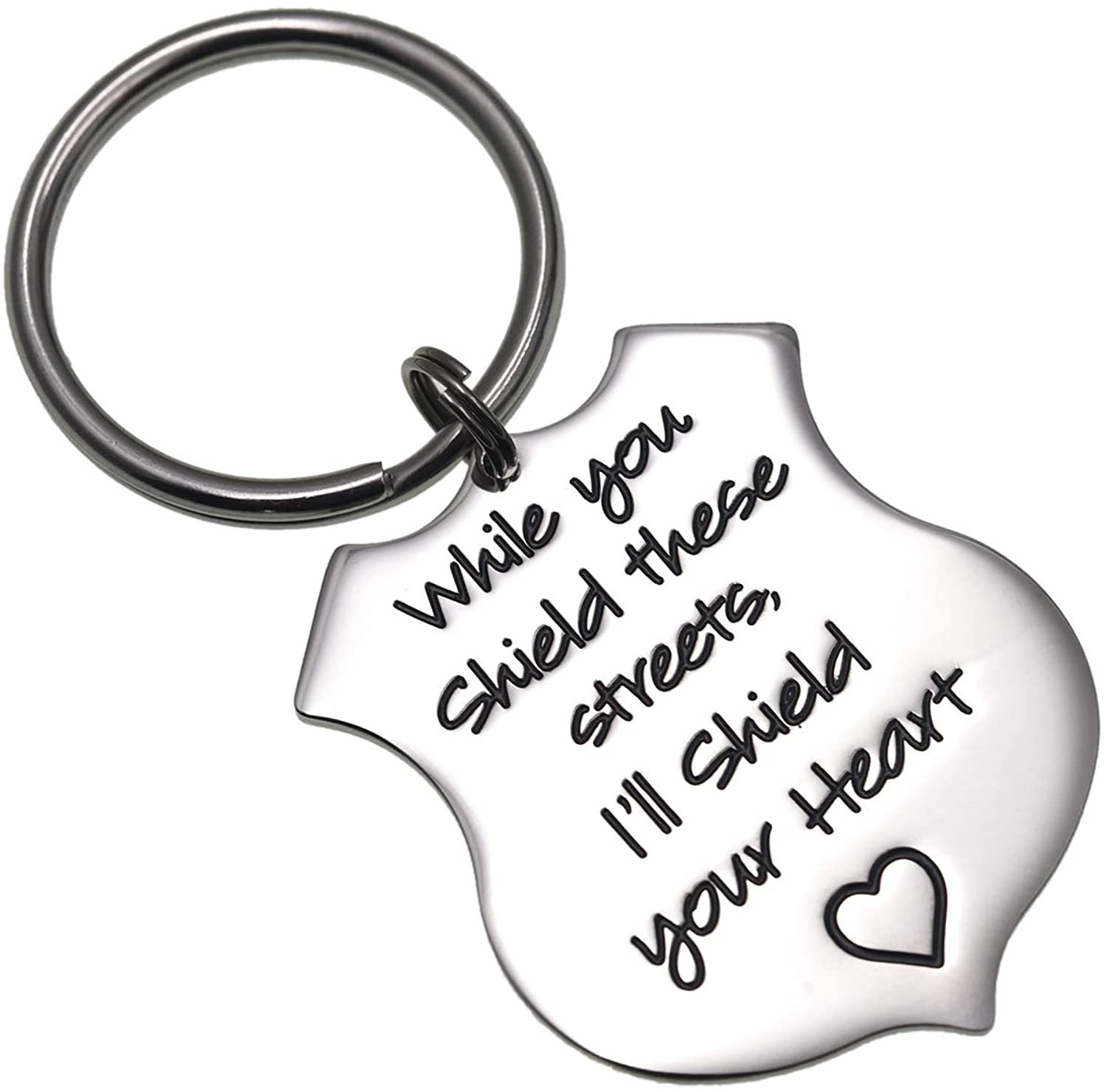 LParkin Police Officer Gift Sheriff Gifts When You Shield These Streets I Will Shield Your Heart/I Am Always with You Come Home Safe to Me Keychain