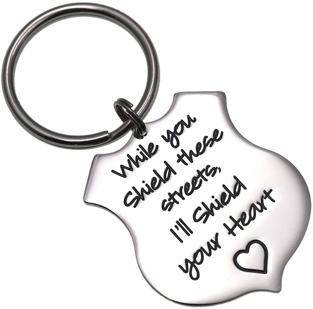 LParkin Police Officer Gift Sheriff Gifts When You Shield These Streets I Will Shield Your Heart/I Am Always with You Come Home Safe to Me Keychain