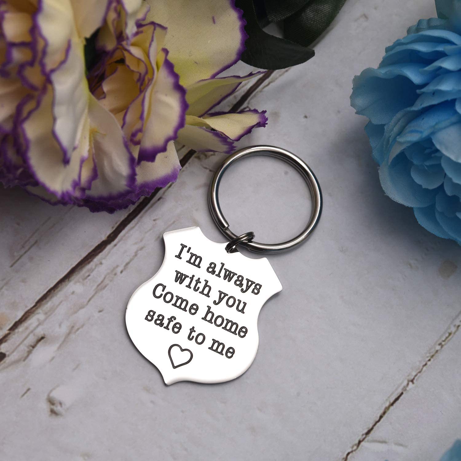 LParkin Police Officer Gift Sheriff Gifts When You Shield These Streets I Will Shield Your Heart/I Am Always with You Come Home Safe to Me Keychain