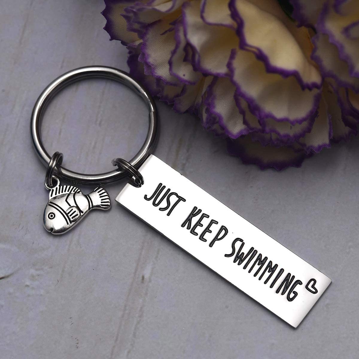 LParkin Keep Fucking Going Keychain Just Keep Swimming Key Chain Adult Encouragement Gift Best Friend Keep Going Key Ring