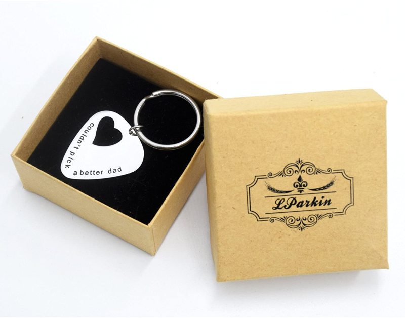 LParkin Couldn't Pick a Better Dad - Dad Keychain - Dad Guitar Pick - Gift for Dad