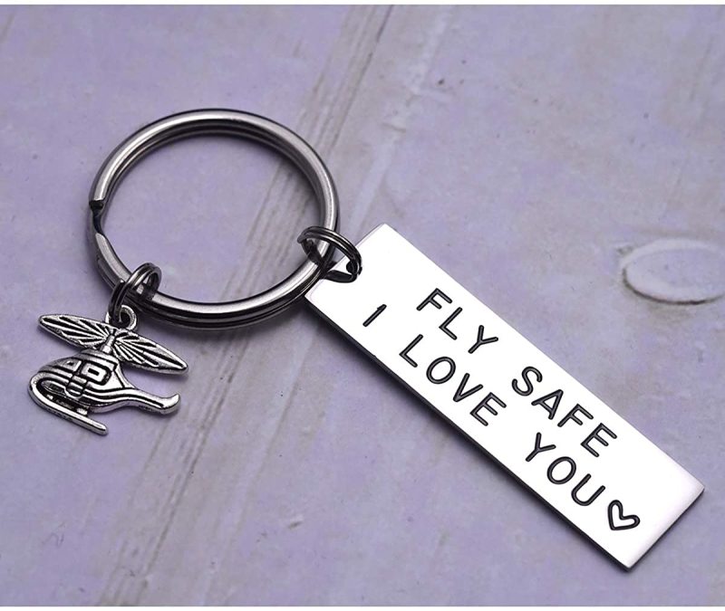 LParkin Fly Safe I Need You Here with Me Fly Safe I Love You Keychains Helicopter Flight Attendant Flight School Graduation Pilot Travel Gifts Stainle