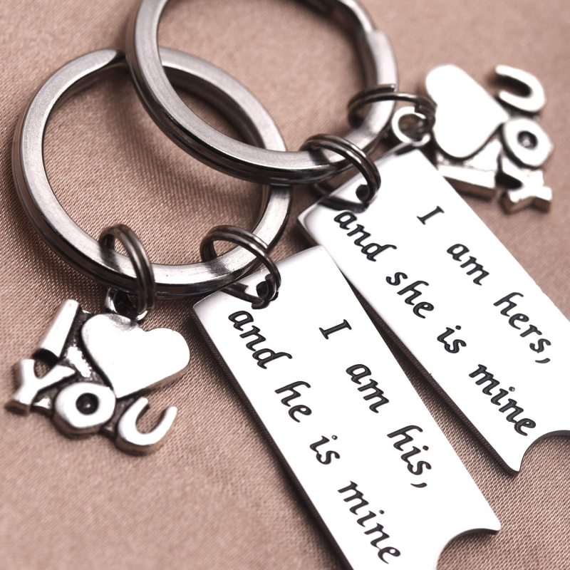 LParkin Boyfriend Girlfriend Gift Couple Keychain I Am His and He is Mine Set Keychain Valentine's Gift Wedding Gift