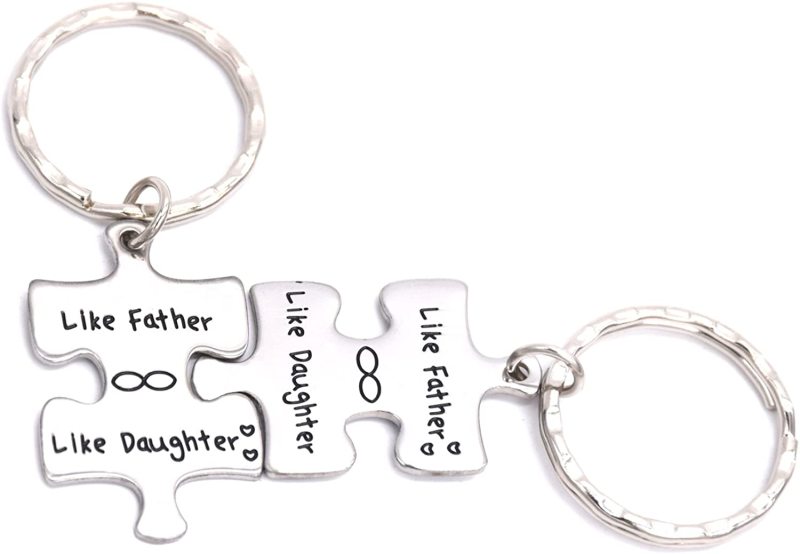 LParkin Father Daughter Gifts Jewelry Keyring Set of 2 Stainless Steel