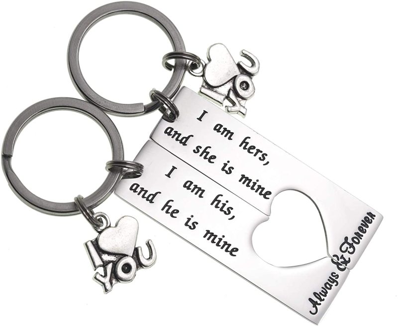 LParkin Boyfriend Girlfriend Gift Couple Keychain I Am His and He is Mine Set Keychain Valentine's Gift Wedding Gift