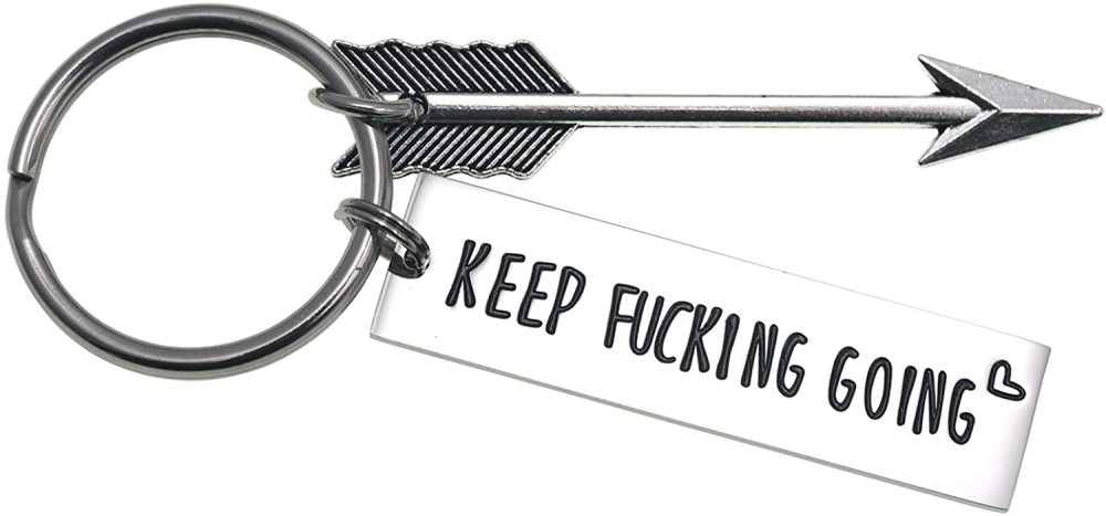 LParkin Keep Fucking Going Keychain Just Keep Swimming Key Chain Adult Encouragement Gift Best Friend Keep Going Key Ring