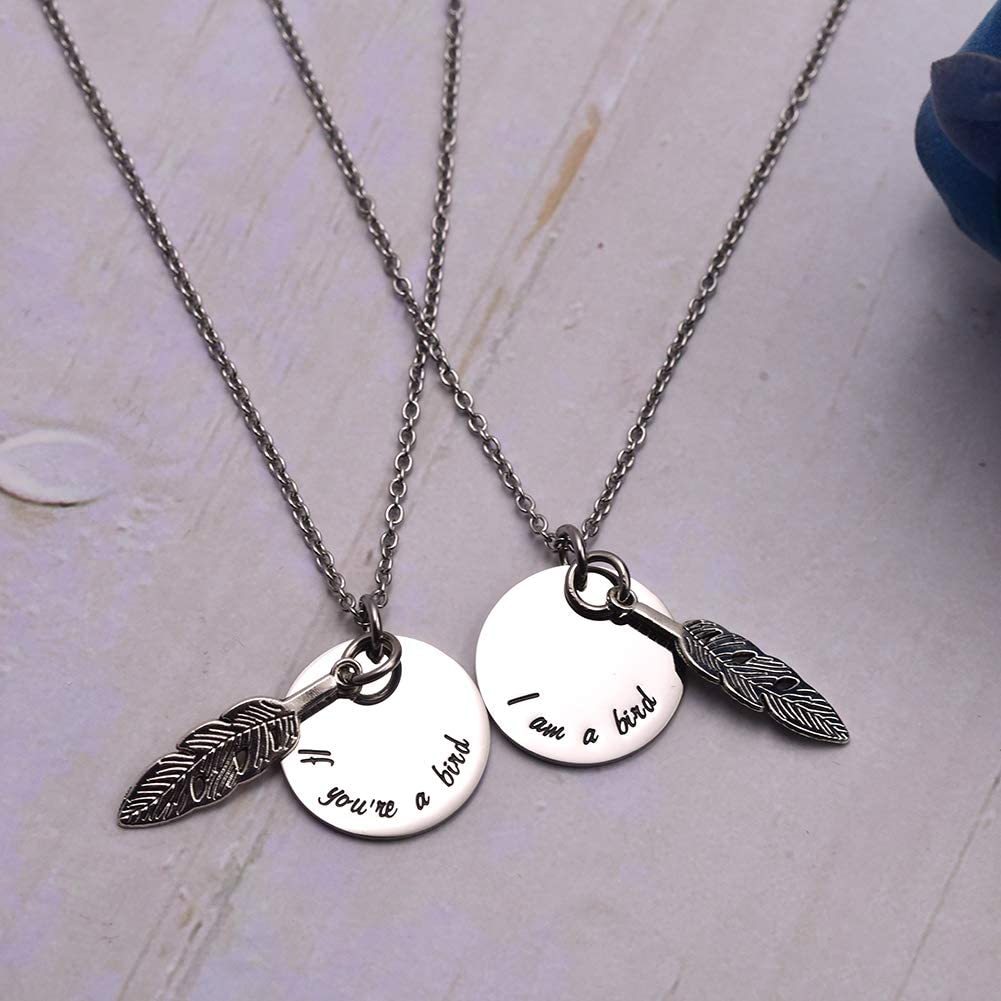 LParkin If You're A Bird I'm A Bird Boyfriend Girlfriend Couples Anniversary Wedding Day Necklace Keychain Set Stainless Steel Polished Finish