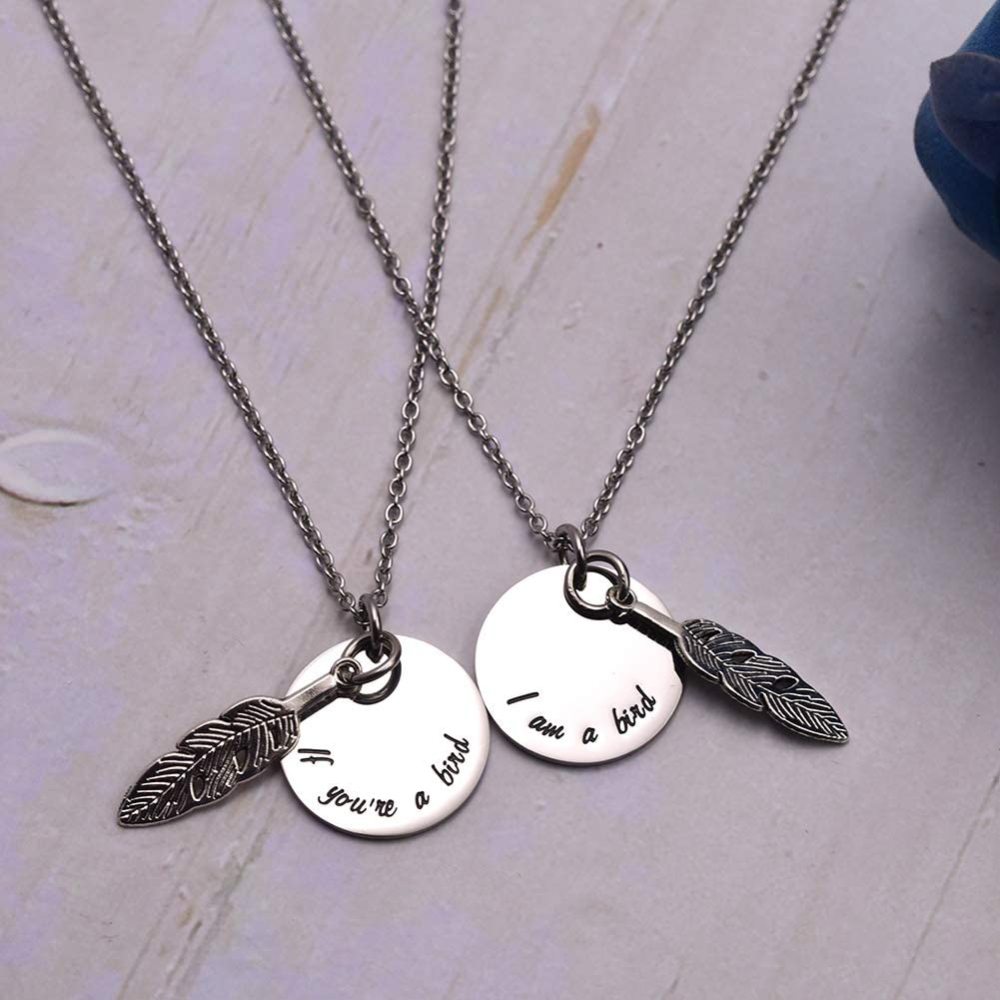 LParkin If You're A Bird I'm A Bird Boyfriend Girlfriend Couples Anniversary Wedding Day Necklace Keychain Set Stainless Steel Polished Finish