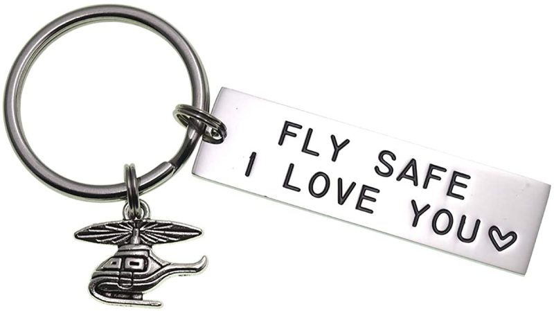 LParkin Fly Safe I Need You Here with Me Fly Safe I Love You Keychains Helicopter Flight Attendant Flight School Graduation Pilot Travel Gifts Stainle