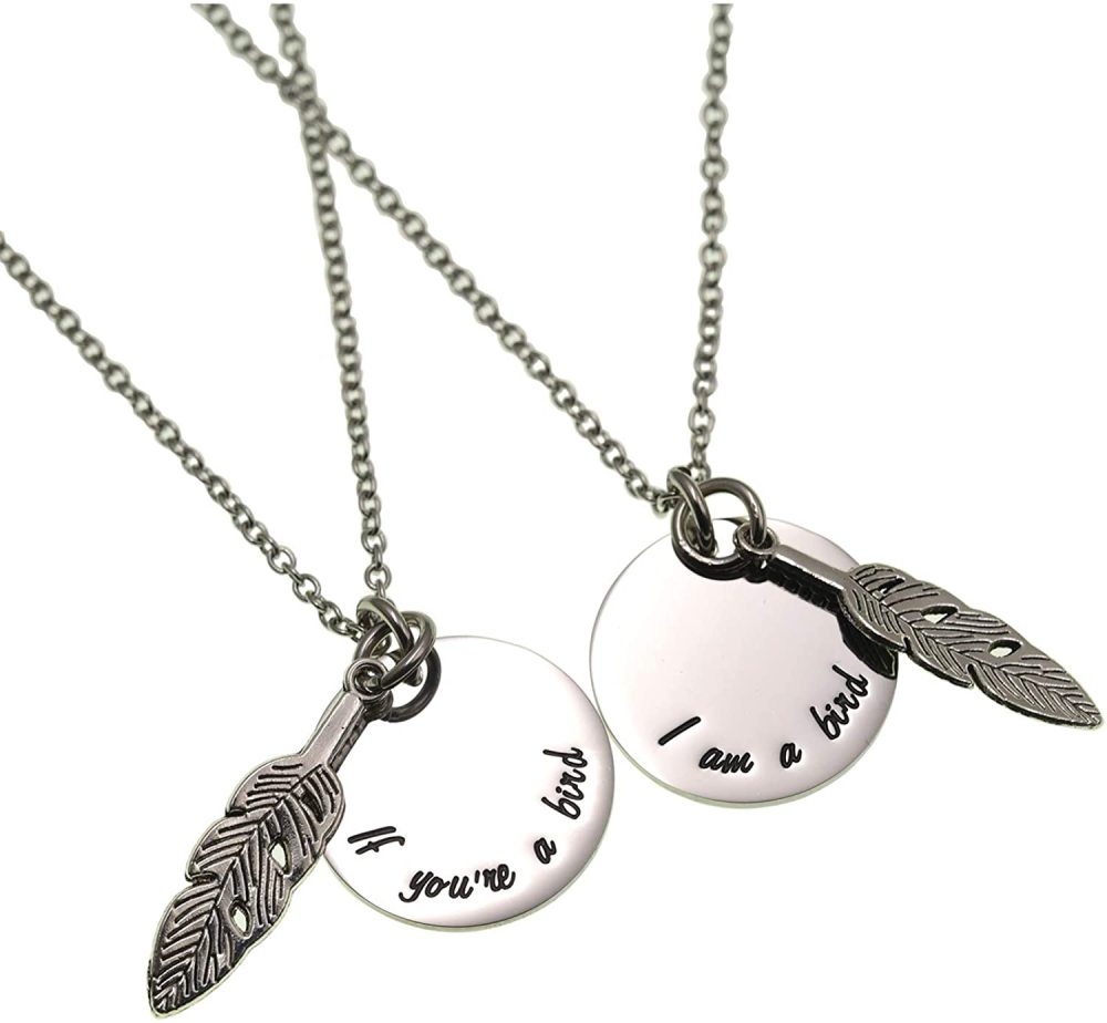 LParkin If You're A Bird I'm A Bird Boyfriend Girlfriend Couples Anniversary Wedding Day Necklace Keychain Set Stainless Steel Polished Finish