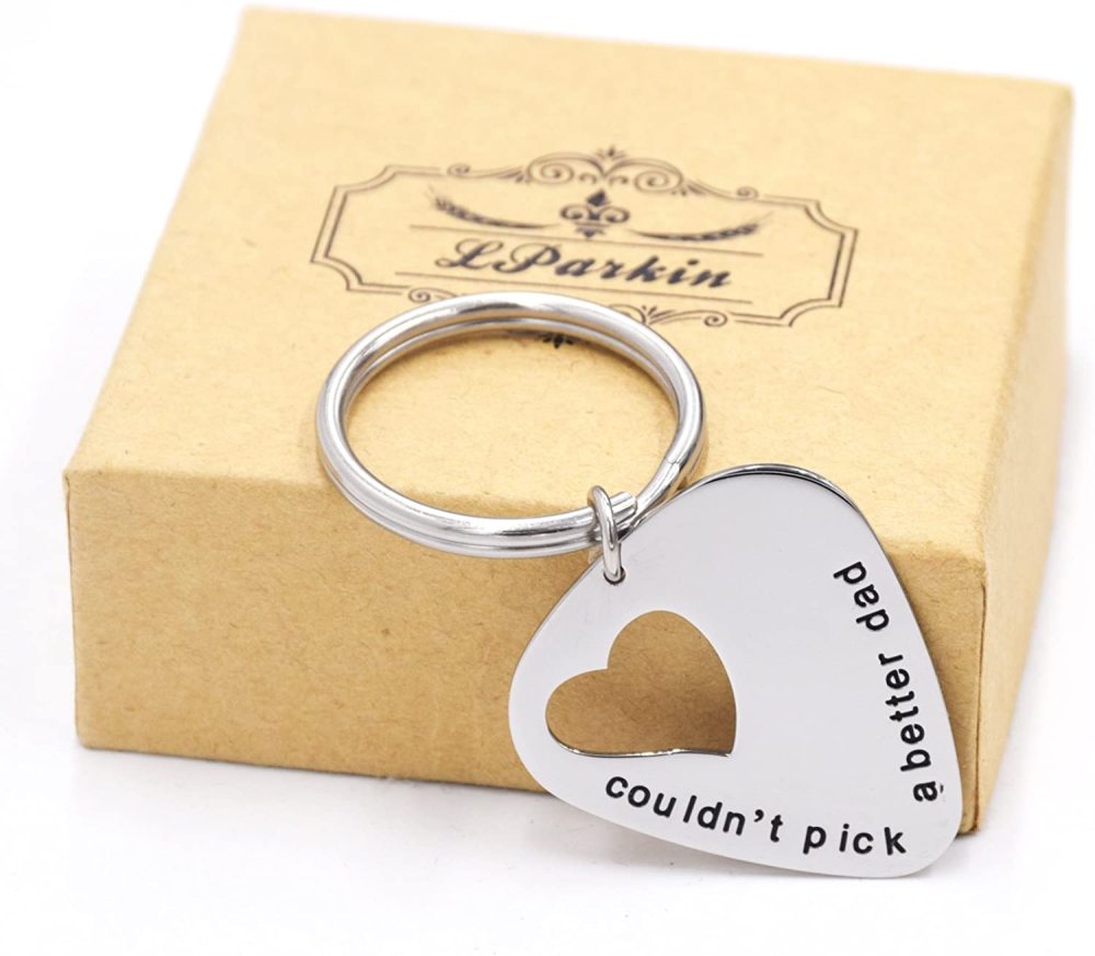 LParkin Couldn't Pick a Better Dad - Dad Keychain - Dad Guitar Pick - Gift for Dad