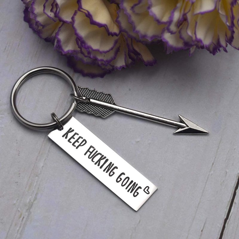 LParkin Keep Fucking Going Keychain Just Keep Swimming Key Chain Adult Encouragement Gift Best Friend Keep Going Key Ring