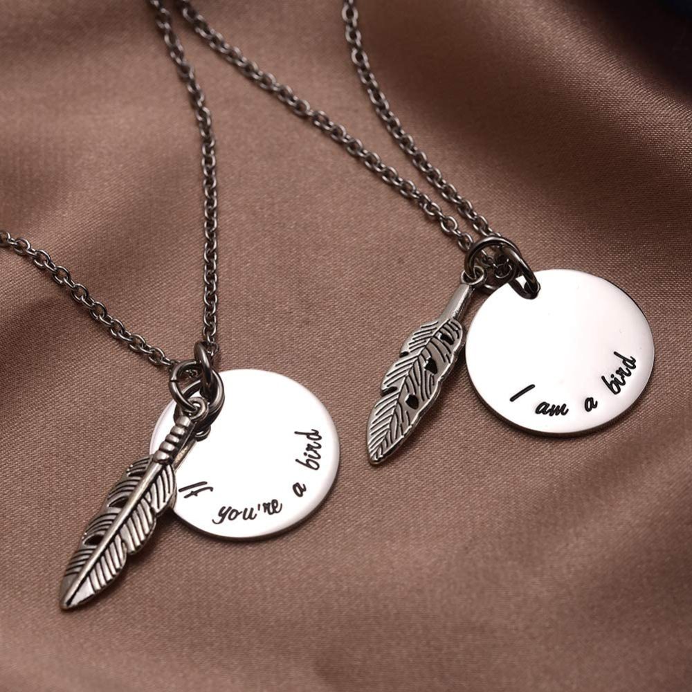 LParkin If You're A Bird I'm A Bird Boyfriend Girlfriend Couples Anniversary Wedding Day Necklace Keychain Set Stainless Steel Polished Finish