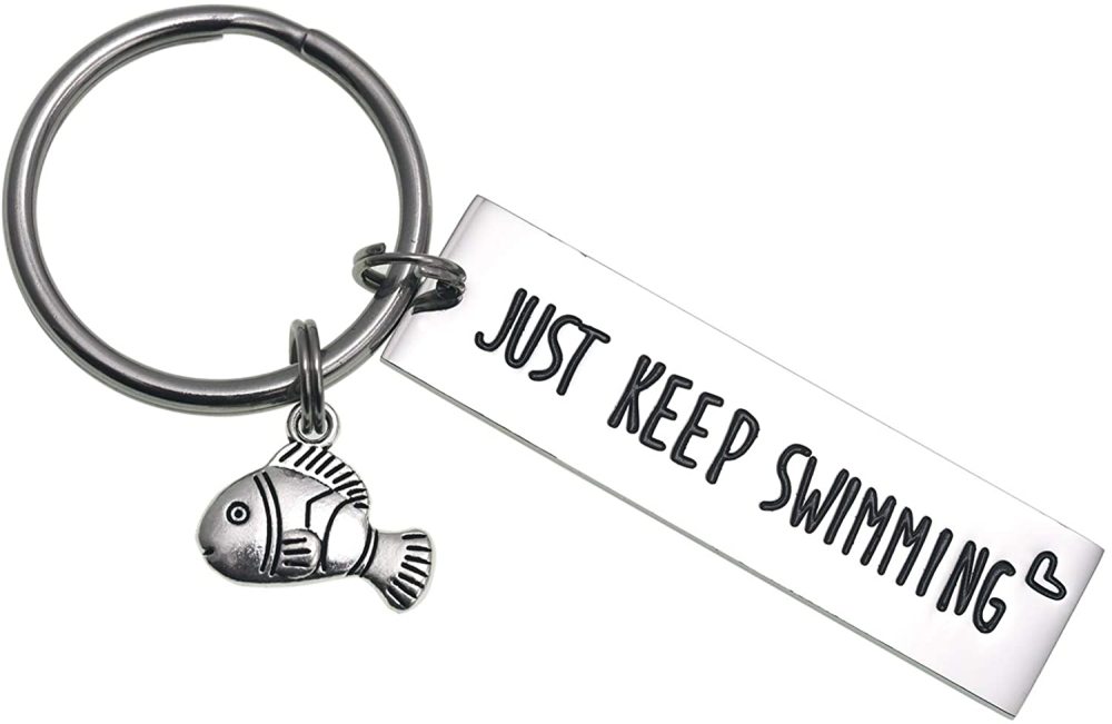 LParkin Keep Fucking Going Keychain Just Keep Swimming Key Chain Adult Encouragement Gift Best Friend Keep Going Key Ring