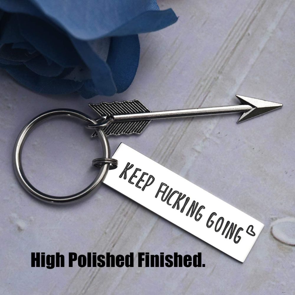 LParkin Keep Fucking Going Keychain Just Keep Swimming Key Chain Adult Encouragement Gift Best Friend Keep Going Key Ring